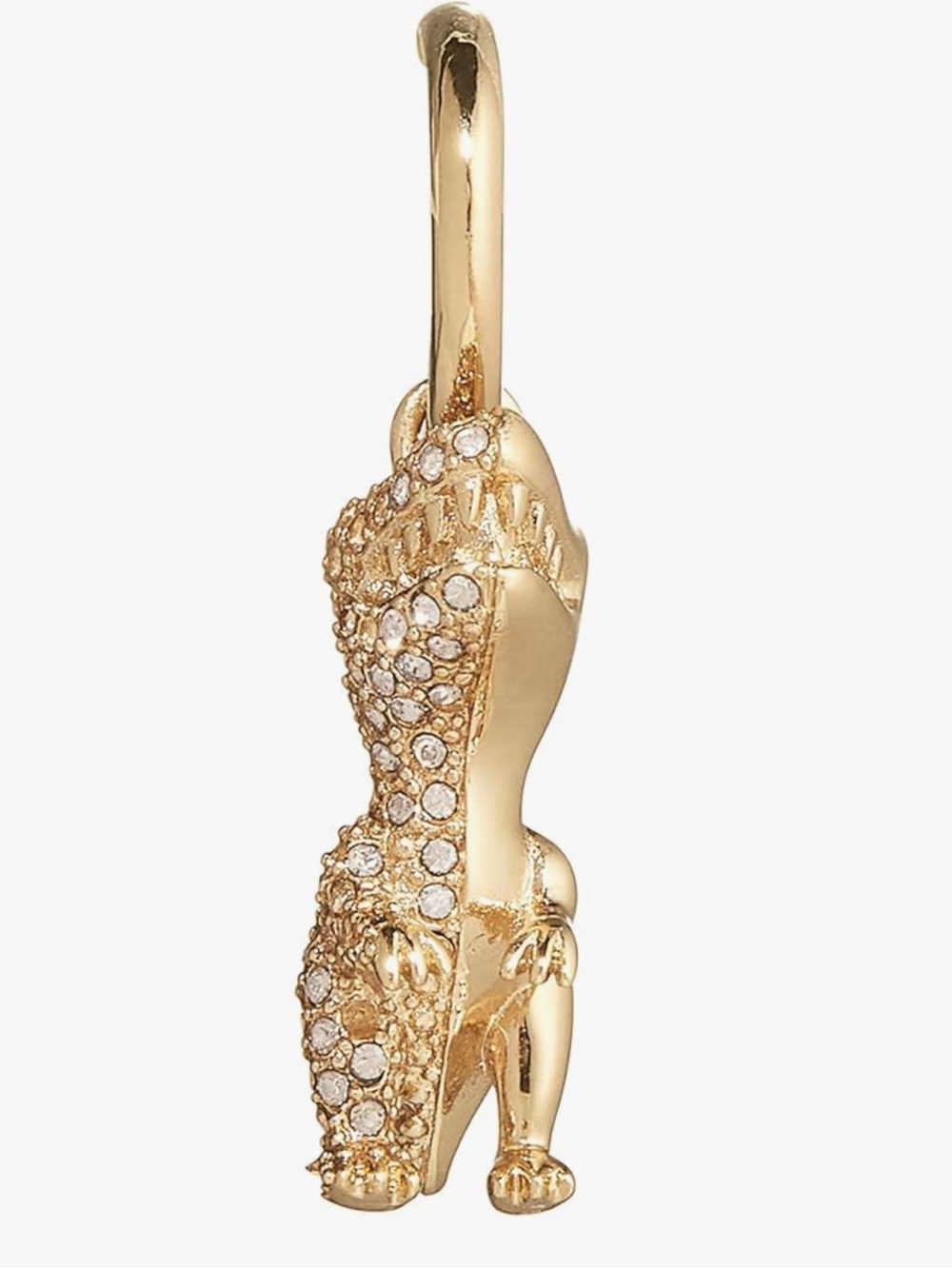 COACH Gold Crystal Pavé T-Rex Huggie Earrings NWT, Dustbag $125MSRP - Picture 3 of 4